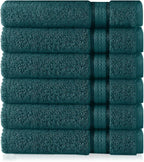 Cotton Craft Ultra Soft 6 Pack Hand Towels 16x28 Teal Weighs 6 Ounces Each by COTTONCRAFT