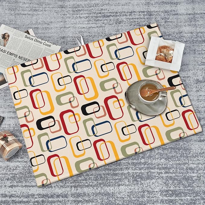 Mid Century Modern Retro Kitchen Drying Mat Vintage Decorative Microfiber Dish - Image 3