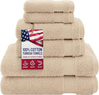 American Veteran 6 Piece Luxury Towel Set, 100% Cotton Turkish Towels by AmericanVeteranTowel
