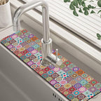 Faucet Draining Mat For Kitchen Sink Mexican Tiles Diatom Mud Absorbent Drain by Unknown