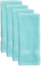 DII Basic Terry Collection Waffle Dishtowel Set, Solid Aqua, 4 Piece - Image 2