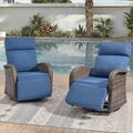 Zero Gravity Patio Swivel Rocking Recliner Chairs Set of 2 - Wicker Outdoor Lounge Chair with Adjustable Backrest & Footrest, All Weather Reclining Rocker Chairs with Thick Cushion for Pool Deck Blue by JelwalyPatioFurnitureSet
