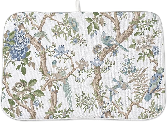 Chinoiserie Dish Drying Mat 18x24 Inches by OFIRD