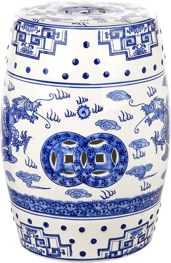 SAFAVIEH Castle Gardens Collection – Dragon’s Breath Blue Glazed Ceramic Chinoiserie Indoor/Outdoor Garden Stool (ACS4554A) - Image 5
