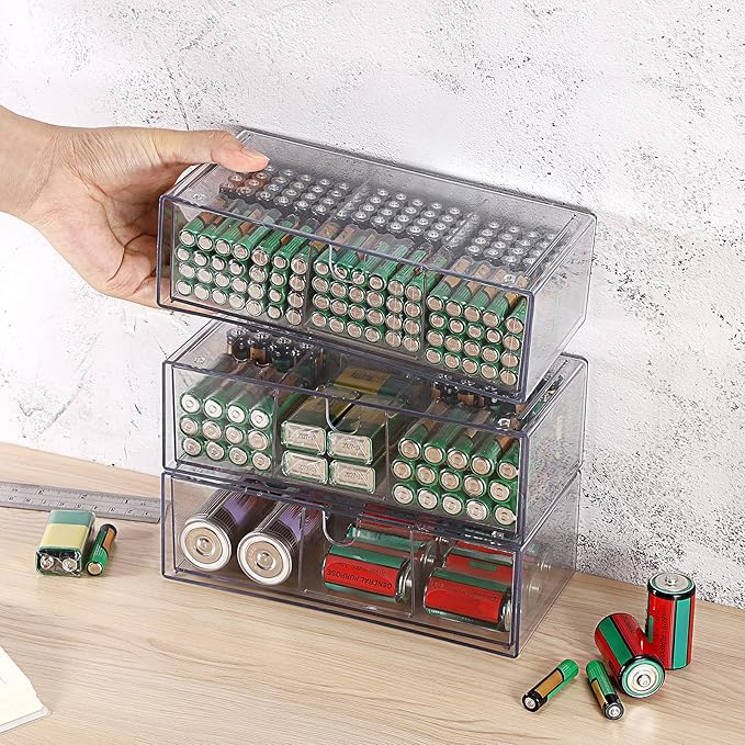 BTSKY 2 Pack Clear Acrylic Battery Storage Organizer - Image 2