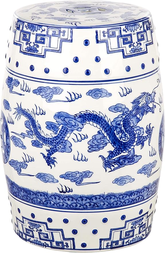 SAFAVIEH Castle Gardens Collection – Dragon’s Breath Blue Glazed Ceramic Chinoiserie Indoor/Outdoor Garden Stool (ACS4554A) - Image 4