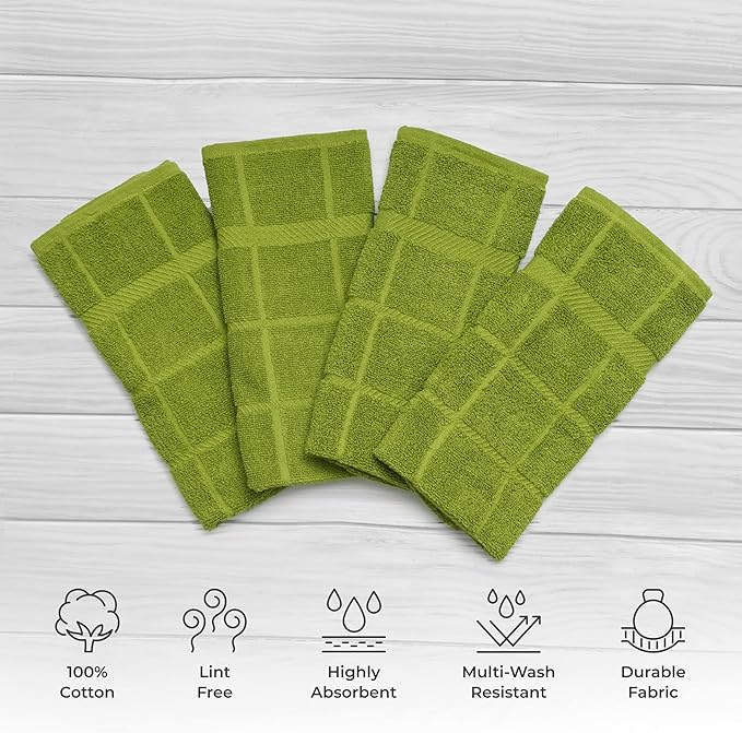 100% Cotton Terry Dish Towels, 4 Pack Plain, 16 x26 Inches, Super Soft and - Image 2