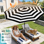 AreShark 9 FT Patio Umbrella for Outdoor, Outdoor Table Umbrella with Push Button Tilt and Crank, Outdoor Patio Umbrellas with 8 Sturdy Ribs for Market, Garden, Pool (Black & White Stripe) - Image 4