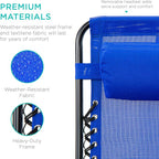 Best Choice Products Set of 2 Adjustable Steel Mesh Zero Gravity Lounge Chair Recliners w/Pillows and Cup Holder Trays - Cobalt Blue - Image 6