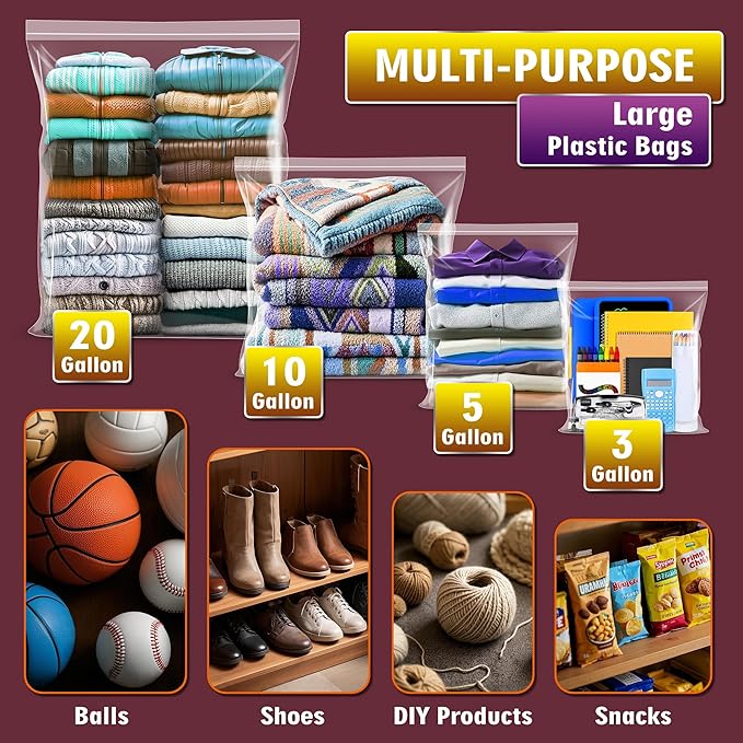 Extra Large 5 Gallon Zippered Plastic Bags - Image 3