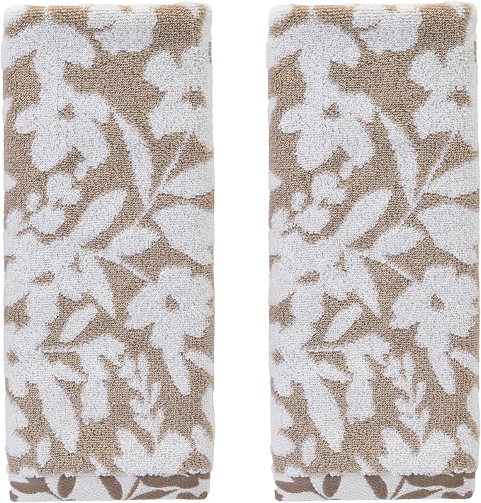 SKL Home Bedford Floral 100% Cotton Premium 2-Piece Hand Towel Set, 600 GSM by SKLHomebySaturdayKnightLtd