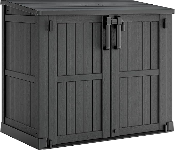 LHBcraft Outdoor Storage Cabinet 36 Cu Ft with Lockable Doors, Portable Horizontal Resin Storage Shed -Easy to Assemble, Waterproof Outdoor Storage Box for Backyards,Patios Black by LHBcraft-US