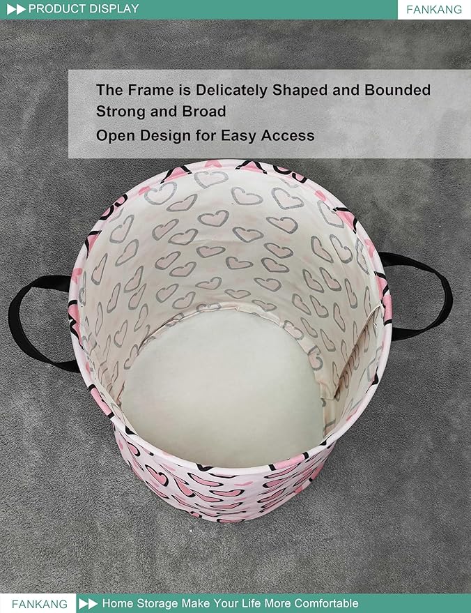 FANKANG Storage Basket, Nursery Hamper Canvas Laundry Basket Foldable - Image 8