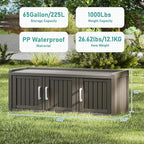 2-Tier Storage Bench, Waterproof UV-Resistant Outdoor Shoe Storage Cabinet with 3 Doors & Adjustable Shelves for Indoor Outdoor Entryway, Hallway, Living Room (Grey) - Image 3