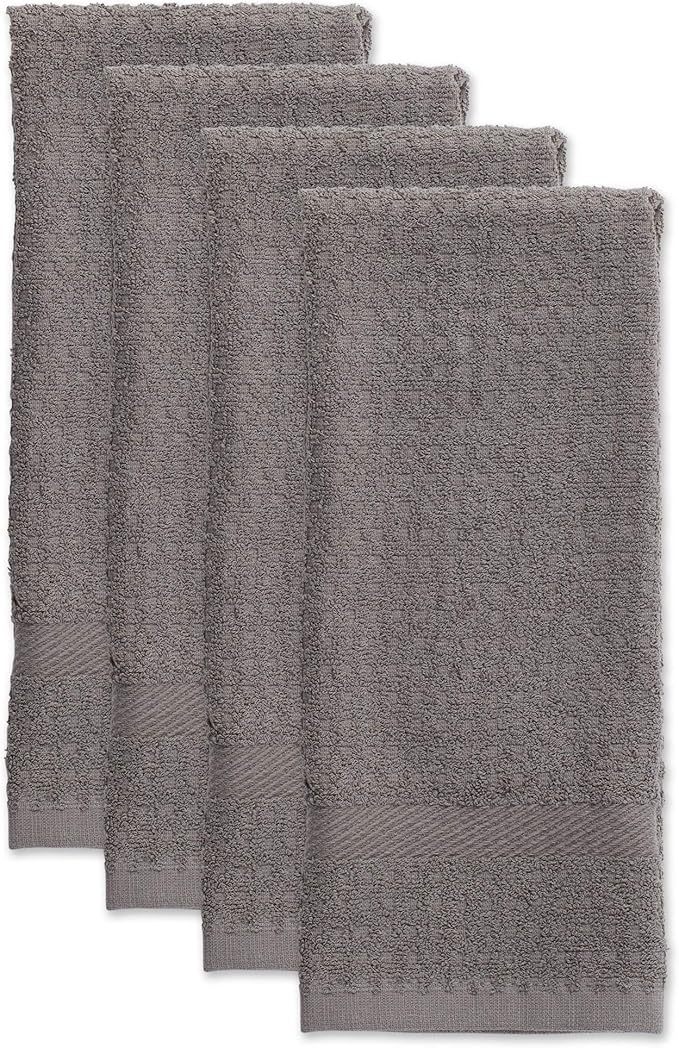 DII Basic Terry Collection Waffle Dishtowel Set, Solid Gray, 4 Piece - Image 2