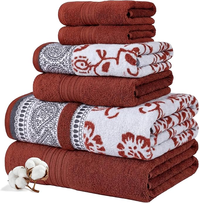 Modern Threads Ophelia 6-Piece 100% Cotton Towel Set – Reversible Yarn Dyed by ModernThreads