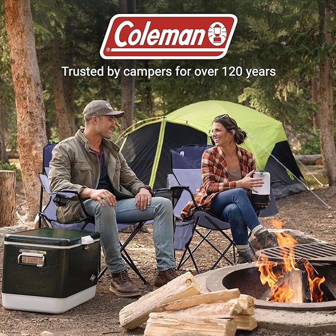 Coleman Portable Camping Chair with 4-Can Cooler, Cushioned Seat & Back with Side Pockets & Cup Holder, Carry Bag Included, Great for Camping, Tailgating, Firepits, Patio, & More - Image 2