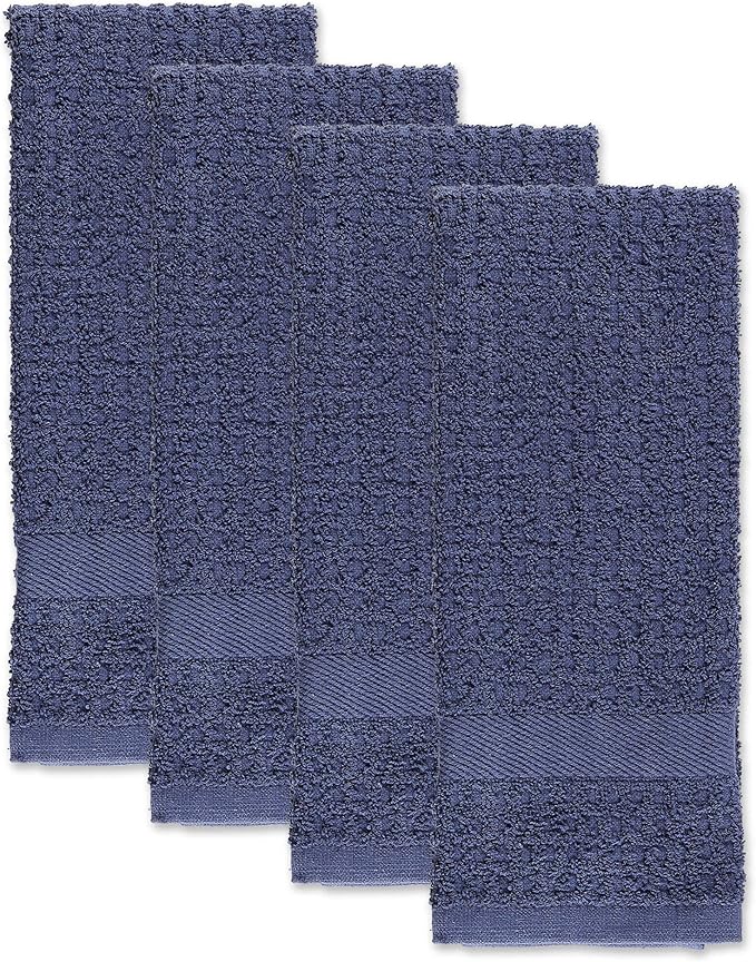 DII Basic Terry Collection Waffle Dishtowel Set, Solid French Blue, 4 Piece - Image 2