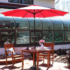 Sunnydaze Outdoor Patio Umbrella - Polyester Table Market Umbrella with Push-Button Tilt and Crank - 8 Sturdy Ribs - Red - 9ft - Image 6