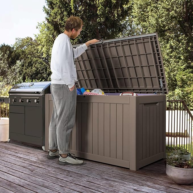 Devoko XXL 230 Gallon Resin Large Deck Box Waterproof Outdoor Storage Box Loackable for Patio Furniture Cushions and Garden Tools - Image 3