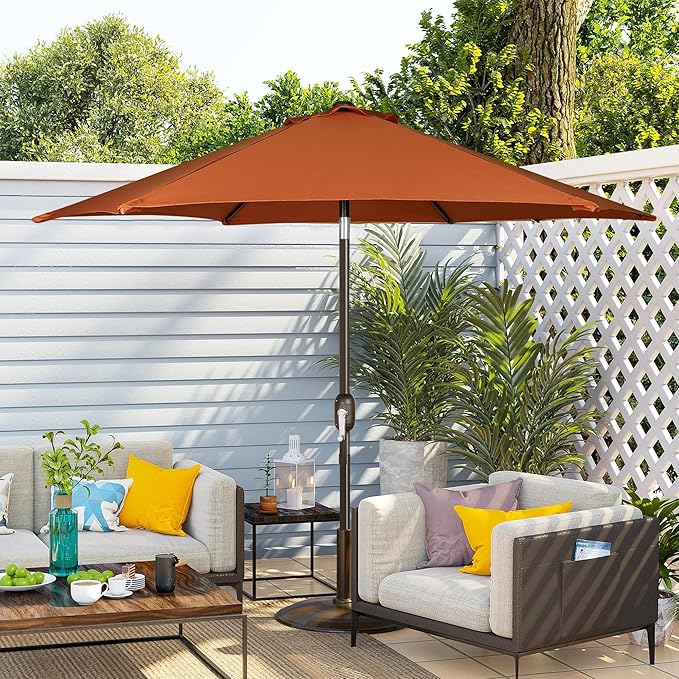 Blissun 7.5 ft Patio Umbrella, Yard Umbrella, Outdoor Market Umbrella with Push Button Tilt Crank, Rust - Image 6