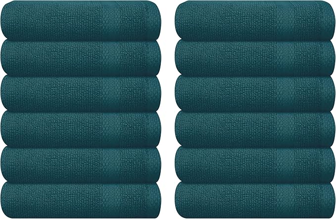 GLAMBURG Ultra Soft 12-Piece Washcloths Set 13x13-100% Ringspun Cotton by GLAMBURG