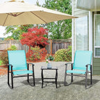 Vongrasig 3 Piece Outdoor Rocking Bistro Set, Textilene Fabric Small Patio Furniture Set, Front Porch Rocker Chairs Conversation Set with Glass Table for Lawn, Garden, Balcony, Poolside (Blue) - Image 9
