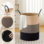 Tall Laundry Basket with Handles, 72L Portable Dirty Clothes Hamper, Boho - Image 3