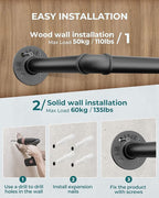 OROPY Industrial Pipe Clothes Rack Wall Mounted Set of 2, 38.4 inches Heavy - Image 6