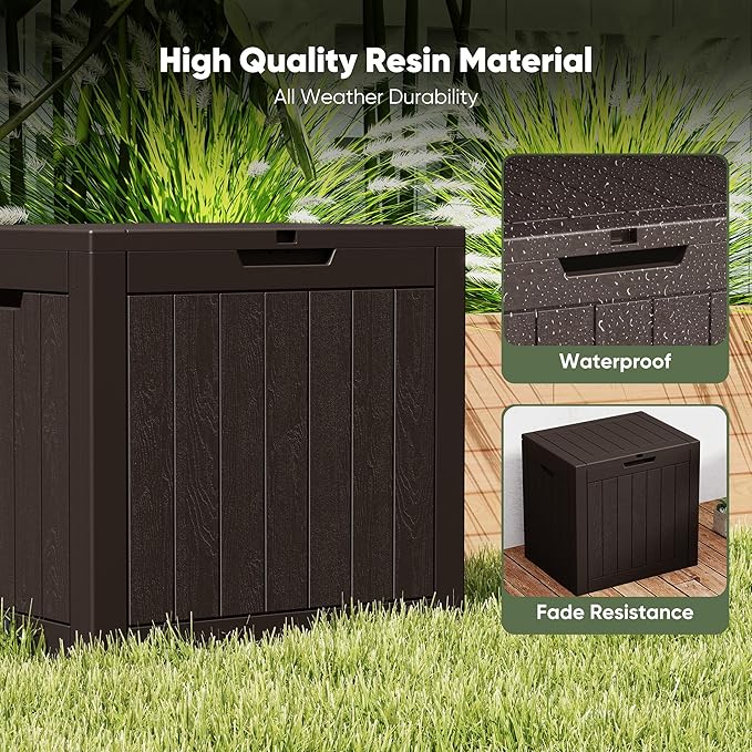 NEWBULIG 31 Gallon Deck Box, Weatherproof Resin Lockable Outdoor Storage for Secure Package Deliveries and Indoor Storage in Garden or Patio, Backyard - Image 2