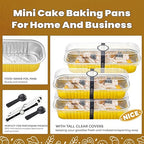 100 PACK Mini Cake Pans with Lids and Spoons, Rectangular Aluminum Foil Bread - Image 5