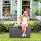 Devoko 100 Gallon Waterproof Large Resin Deck Box Outdoor Storage Box Indoor Lockable Storage Container with Cushion for Patio Furniture Garden Pool Cushions (Grey) - Image 2