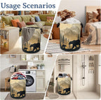 Bear Laundry Basket, Oxford Cloth Golden Mountain Forest Laundry Hamper - Image 7