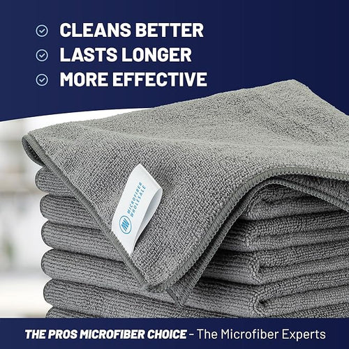 12" x 12" MW Pro Multi-Surface Microfiber Cleaning Cloths | Gray - Image 2