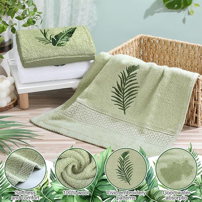 3 Pcs Tropical Palm Leaves Hand Towels - Image 2