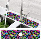 Bright Psychedelic Mushroom Kitchen Sink Splash Guard Mat Absorbent Fast Drying - Image 4