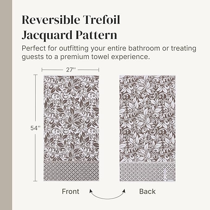 Modern Threads Trefoil Filigree 6-Piece 100% Cotton Towel Set – Reversible Yarn - Image 6
