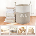 Tall Laundry Basket with Handles, 88L Portable Dirty Clothes Hamper, Boho - Image 3