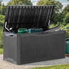 YITAHOME 100 Gallon Resin Deck Box, Weather Resistant Outdoor Storage Box, Lockable Indoor Outdoor Storage for Supplies and Essentials, Black - Image 6