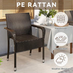Yaheetech Set of 2 Stackable Outdoor Rattan Dining Chairs, All-Weather Armchair w/Armrests, Steel Frame for Garden, Patio, Deck, Yard, Poolside, Brown - Image 7