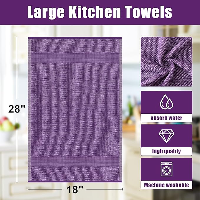 Homaxy Premium Kitchen Towels, Large Cotton Kitchen Hand Towels, Flat and Terry - Image 9