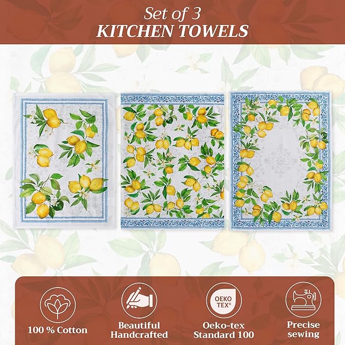 Maison d' Hermine Kitchen Towels Set of 3 100% Cotton 27.50" x 20" Reusable - Image 2