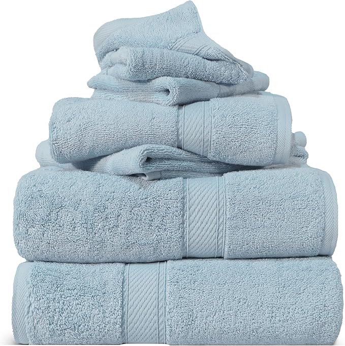 SUPERIOR Egyptian Cotton Pile 6 Piece Towel Set, Includes 2 Bath, 2 Hand by SUPERIOR
