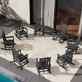 SERWALL Outdoor Rocking Chair Black Set of 8, All Weather Patio Rocking Chair, HDPE Poly Rocking Chair for Adults, Heavy Duty Front Porch Rocker by SERWALL