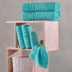 Hawmam Linen Teal Turquoise 6 Piece Bath Towels Set - Image 5