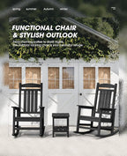 KINGYES Outdoor Rocking Chairs, HDPE All-Weather Patio Rocking Chairs High Back Porch Rocker for Adult, Black - Image 4