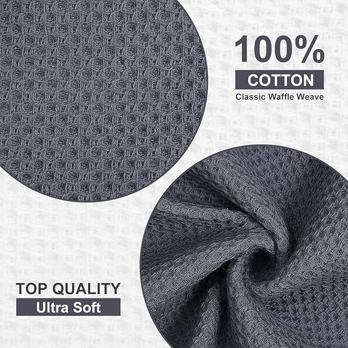 Kitinjoy 100% Cotton Kitchen Dish Cloths, 12 Pack Waffle Weave Ultra Soft - Image 2