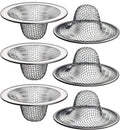 6 Pack - 2.125" Top / 1" Basket- Mesh Sink Drain Strainer Hair Catcher by HilltopProducts