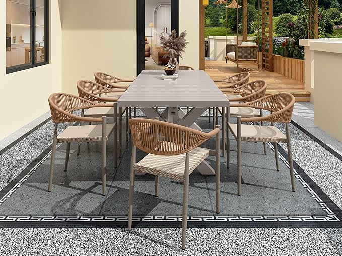 TWT Patio Dining Chairs Outdoor Stackable Dining Chairs for All Weather, Breathable Textilene Garden Outdoor Furniture for Backyard Deck (Brown, Set of 4) - Image 2
