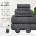 Simple&Opulence 6 Piece Luxury Towel Set, 100% Cotton Bathroom Towels - Image 4